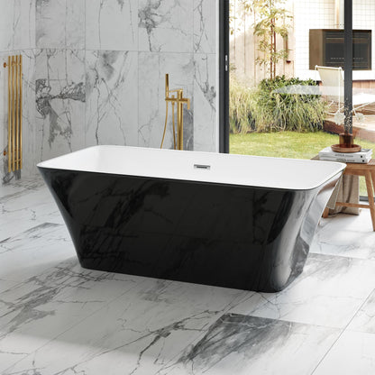 67 inch Freestanding Bathtub, Luxury Acrylic Freestanding Tub with Overflow and Chrome Drain, Extra Large Stand Alone Soaking Bathtub for Modern Bathroom