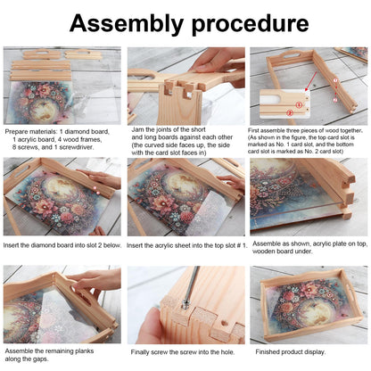 DIY Diamond Art Tray with Handle Diamond Art Painting Plate Creative Design Handmade Wooden Tray Mosaic Making Kits by Number Kits Diamond Art for Coffee Living Room Home Organizer (Nice Kiss)