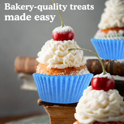 Regency Wraps Standard Baking Cups, Light Blue Solid, Pack of 40, Greaseproof Professional Grade for Cupcakes and