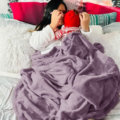 Bedsure GentleSoft Fleece Blanket - Cozy Lightweight Plush Queen Size in Fog Purple, 90x90 Inches