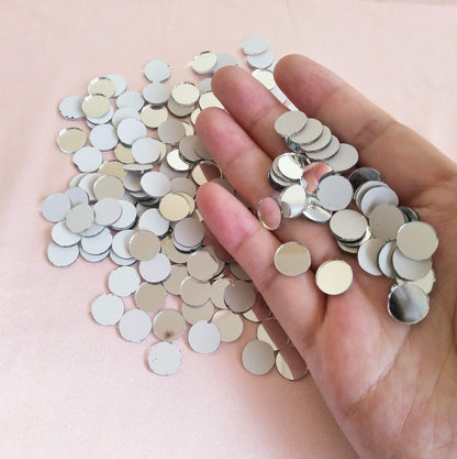 400pcs Mini Round Glass Mirror Mosaic, Small Round Glass Crafts, Real Glass Mirror Mosaic Tiles (Silver Mirror, 1x1cm)