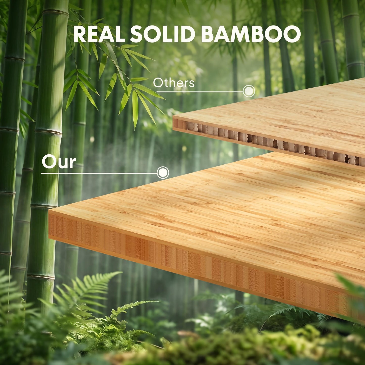 FLEXISPOT Solid Wood Standing Desk, One-Piece Real Wood Desktop, Electric Height Adjustable Desk for Home Office, 176 LBS Capacity (60"x30" Curved Bamboo, Silver Frame)