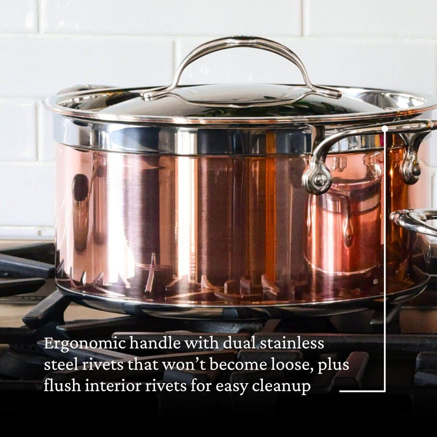 Hestan - CopperBond Collection - 100% Pure Copper Stock Pot, Induction Cooktop Compatible, 6 Quart