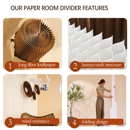 Paper Room Divider Retractable Room Dividers Folding Privacy Screens Paper Partition Wall Divisor de Habitaciones for Home/Office/Clothing Store/Enterprise Office,Trade Show