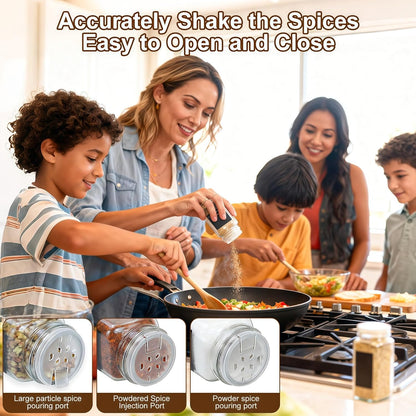 24Pcs Lids-4 oz Set (24) Glass Spice Jars with Label, Spice Jars with Shaker Gold Spice Seasoning Jars Bottles