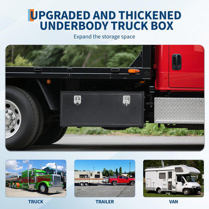 EliteEdge Black Steel Underbody Truck Box, Pickup Storage Box, Heavy Duty Diamond Plate Tool Box with Lock and Keys, Waterproof Trailer Storage Box (48" x 16" x 13"-Grey)