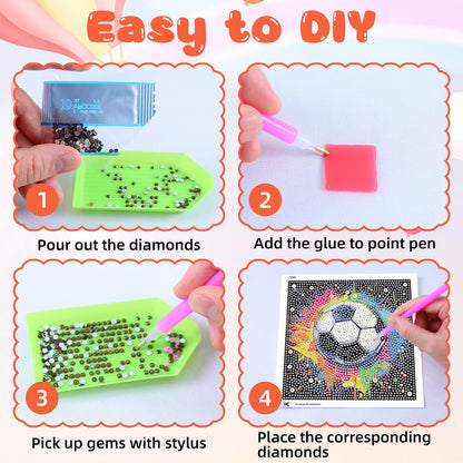 Mandun 4 Pack Ball Diamond Art Kits for Kids, DIY Ball 5D Diamond Painting Kits, Full Round Drill Gem Art Home Wall Decor 6x6 inch