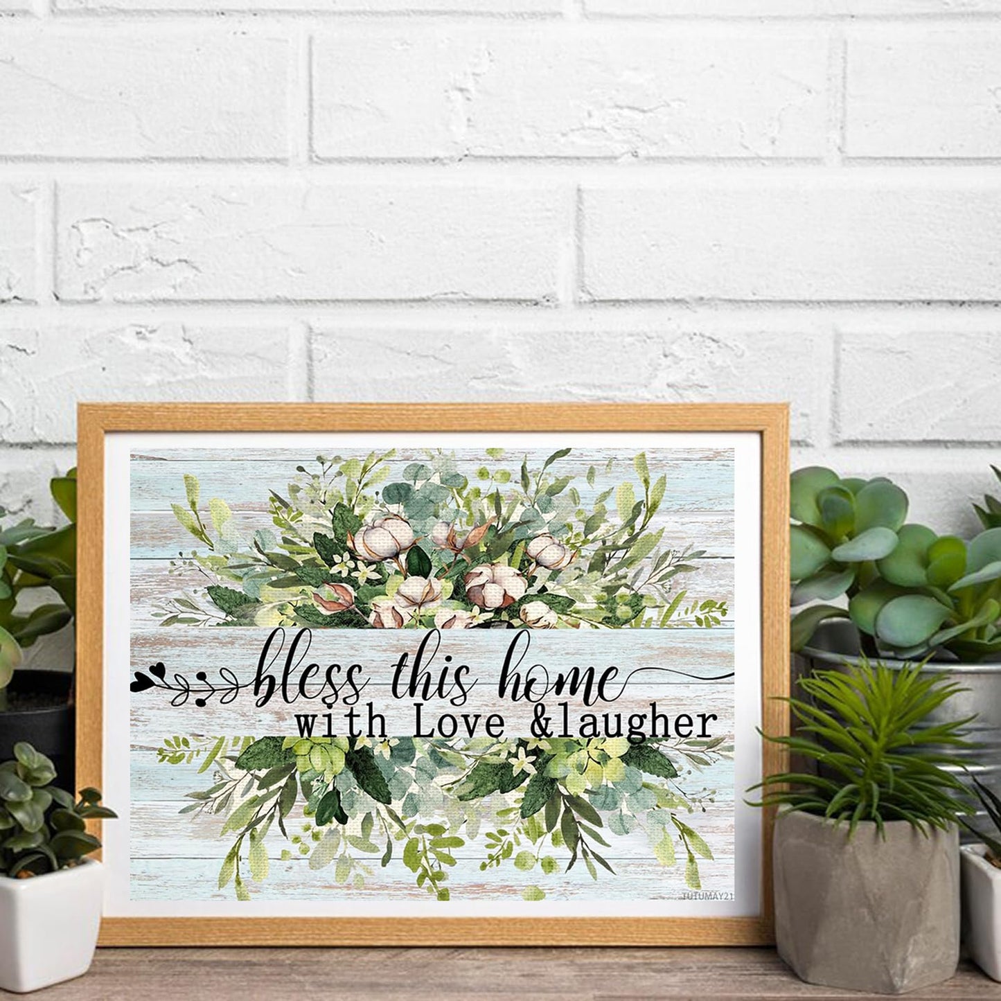 TUTUMAY21 DIY 5D Diamond Art Kits Painting for Adults Family Bless This Home Farmhouse Religious Inspirational Sayings Rustic Blessed Signs for Decor 12x16 inch