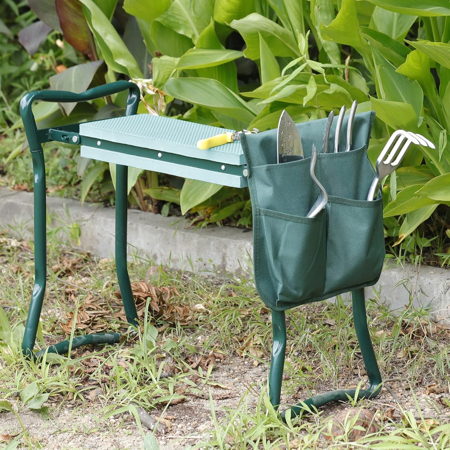 ZenStyle Foldable Garden Kneeler Seat with Tool Pouch Portable Garden Bench with EVA Foam Padded Kneeling Pad Gardening