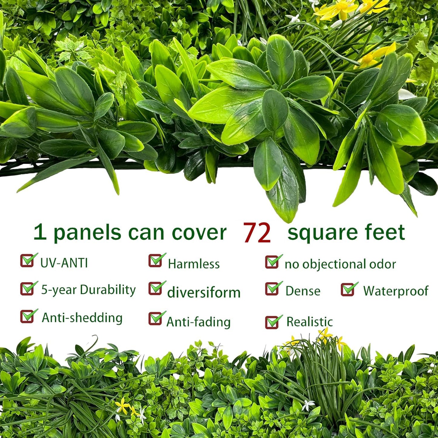 ODTORY Artificial Plant Wall Roll: 72 X144 in (72 sqft) UV-Anti Ivy Privacy Fence Screen Faux Greenery Panels Backdrop Boxwood Ivy Vine Leaf Hedge Fence for Indoor Outdoor Green Decor