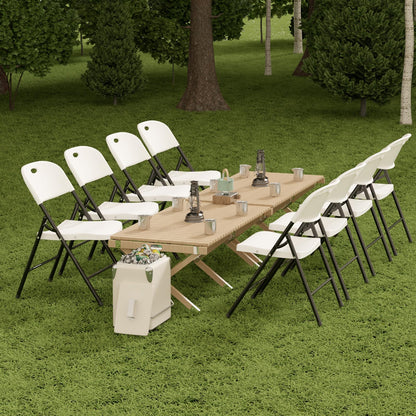 Nazhura 650 Weight Limit Heavy Duty Plastic Folding Chair with Reinfoced Steel Frame for Indoor and Outdoor, Wedding, Party, Restaurant, Meeting Room, Patio and Garden (White, 12 Pack)
