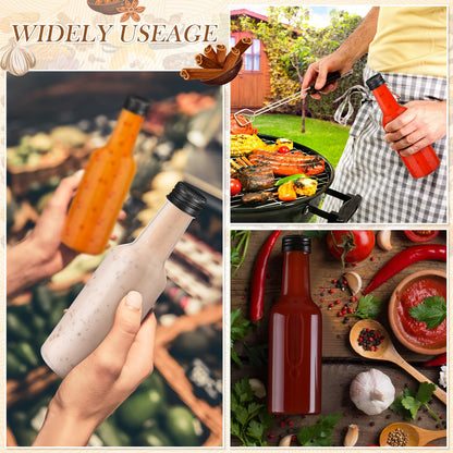 Zubebe 100 Pcs Hot Sauce Bottles Small Plastic Clear Woozy Bottles Empty with Leak Proof Black Screw Cap Mini Wine Liquor jars for Kitchen Sauce Salad Dressing Syrup Juice Whiskey (5 oz)