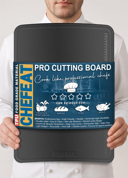 Extra Large TPU Cutting Board for Kitchen 17.3" x 12.6" Professional Flexible Extra Thick 0.14'' Knife Friendly Scratch Resistant Dishwasher Safe Juice Groove BPA Free