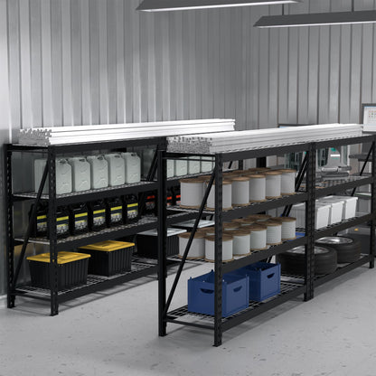 WORKPRO Garage Shelving, 68"W x 24"D x 65"H, 7200 LBS Load, Heavy Duty Metal Shelves for Storage, Industrial Shelving Storage Rack for Warehouse Kitchen Shop Basement, Black, Pack of 1