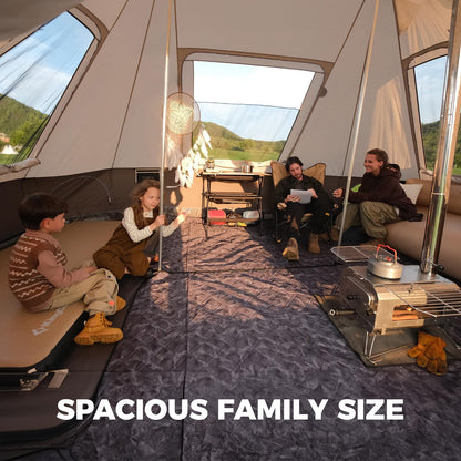 KingCamp Canvas Tent for Camping, 4 Seasons Large Waterproof & Windproof Luxury Glamping Tent with Stove Jack for Family Outdoor Camping, Hunting & Parties