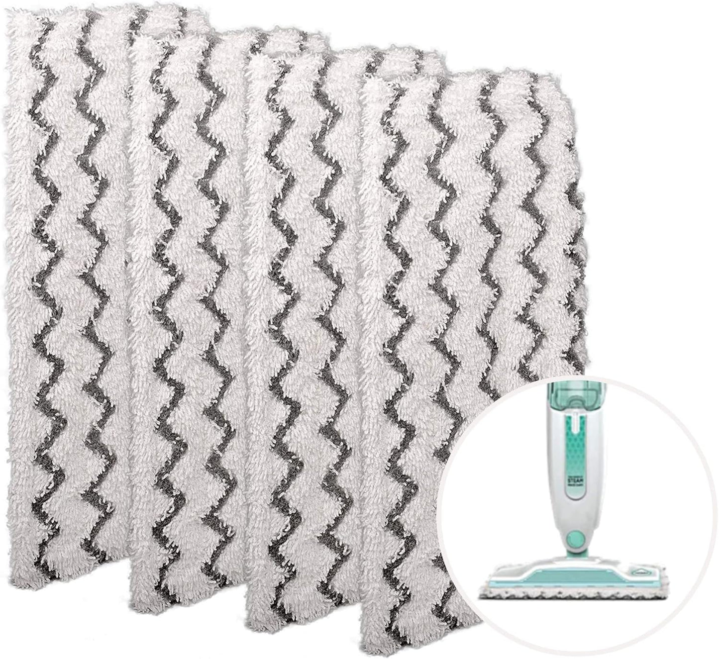 Flammi 4-Pack S1000 S1000A S1001C S2001, F Microfiber Mop Pads Refills Compatible with Shark Steam Mop Washable