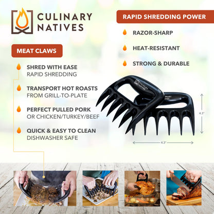Smoker Gloves and Meat Claws | Instant-Read Thermometer | No.1 Silicone Smoker Gloves & Pulled Pork Claws | Heavy-Duty Heatproof BBQ Mitts and Meat Shredders for Barbecue, Grilling, Smoking, Shredding