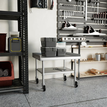 HARDURA Stainless Steel Equipment Stand Metal Prep Table with Casters 30"X 24" NSF 430 for Commercial Food Prep
