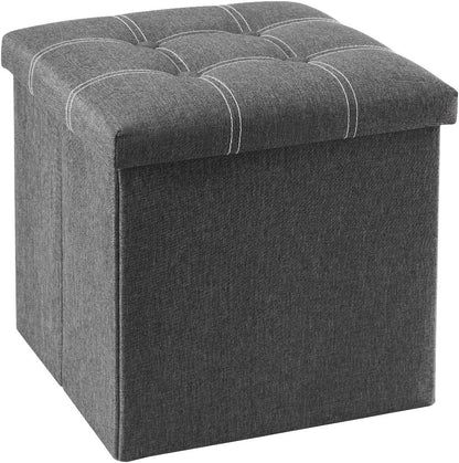 15 inches 300lbs, YOUDENOVA Storage Ottoman Cube, Foldable Storage Boxes, Padded Seat for Dorm Living Room, Support