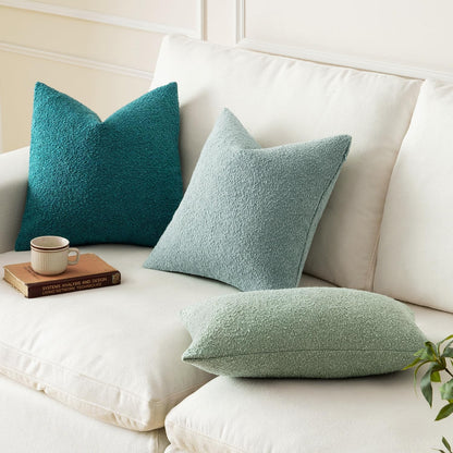 Pack 1 Decor,12x20 Inch MIULEE Textured Boucle Throw Pillow Cover Teal Accent Solid Lumbar Spring Pillow Case