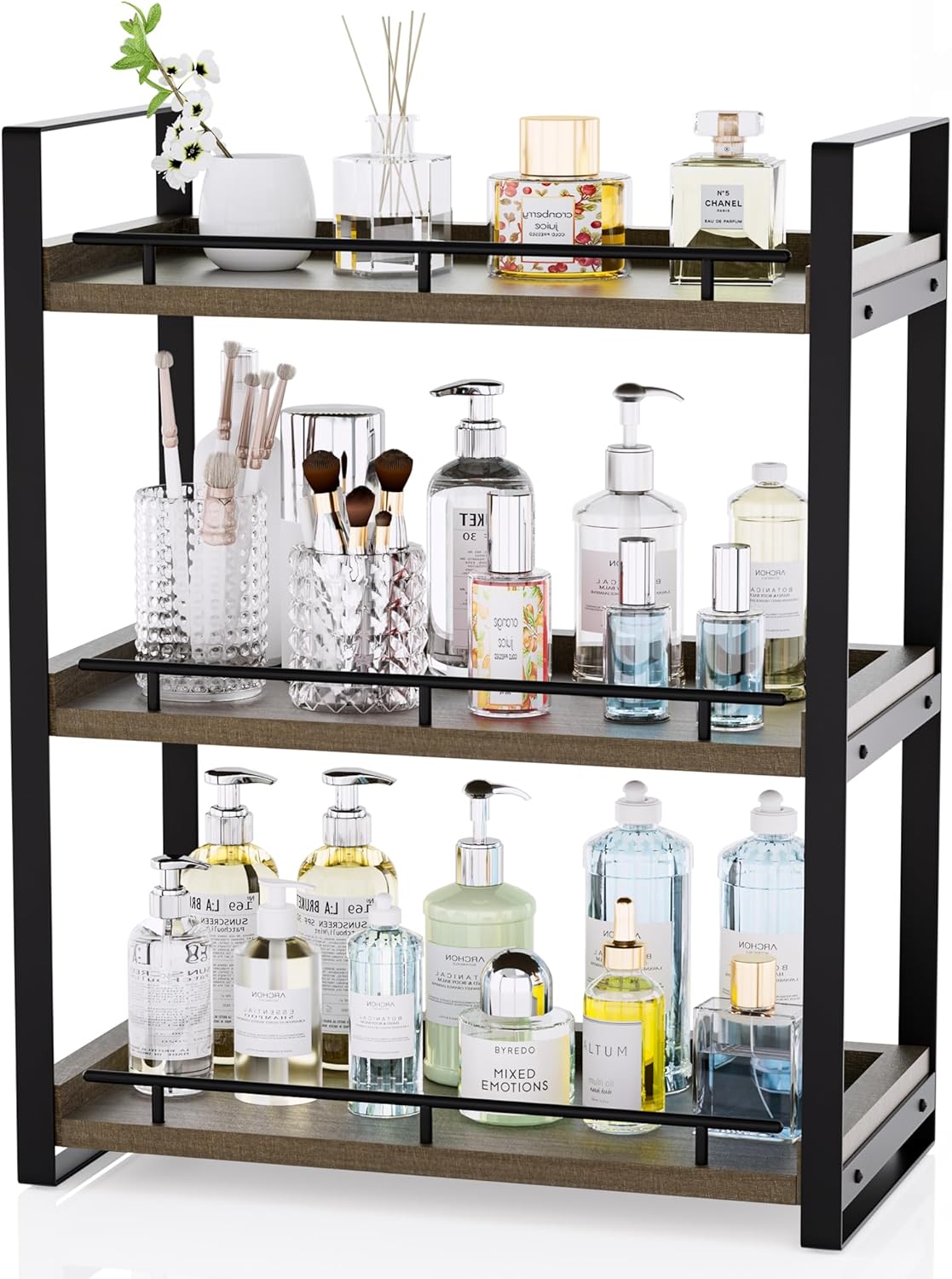 Counter 3 Countertop Bathroom Organizer, Tier Wood Shelf for Vanity, Skincare, Makeup, Kitchen Coffee and Sink Storage