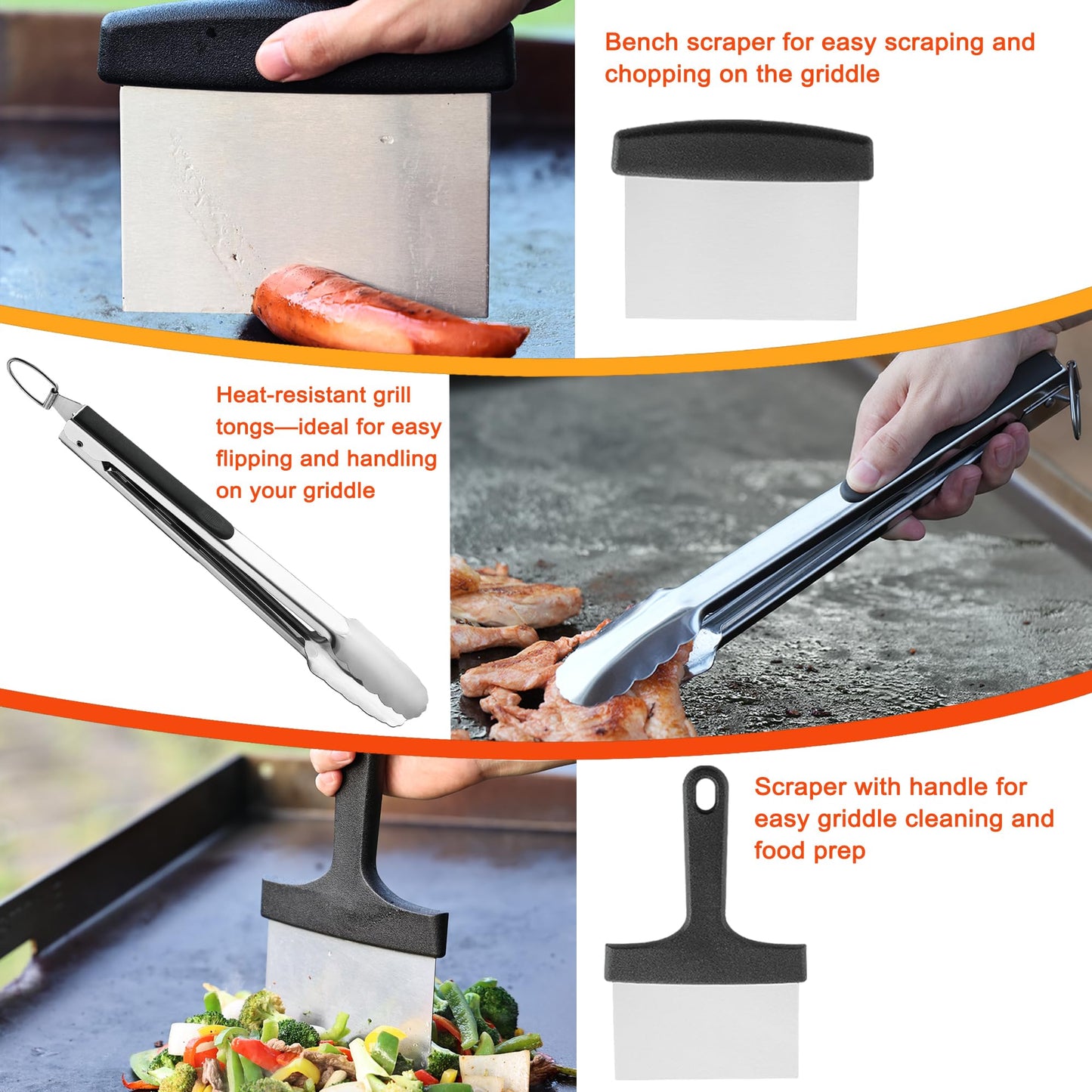 DY DECENT FAMILY 39PCS Griddle Accessories Kit, Flat Top Grill Accessories Set for Outdoor Barbecue. Griddle Tools Set with Basting Cover, Spatula, Scraper, Burger Press, Tongs and Cleaning Kit