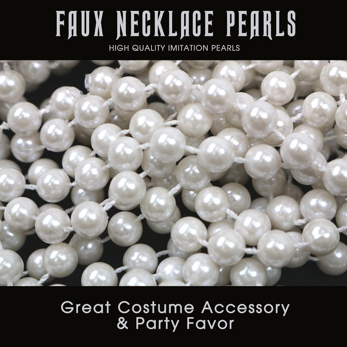 "Skeleteen Faux White Pearl Necklaces - 12 Pack Pearl Beaded Necklace Party Favors"