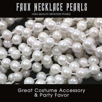 "Skeleteen Faux White Pearl Necklaces - 12 Pack Pearl Beaded Necklace Party Favors"