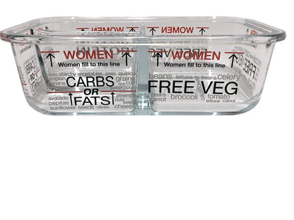 Portion Perfection Portion Control Containers - Glass Oven Ready, Freezer Safe Meal Prep Containers Reusable for Food 3pk, 3 Compartment with Lids, Practical Weight Control Products
