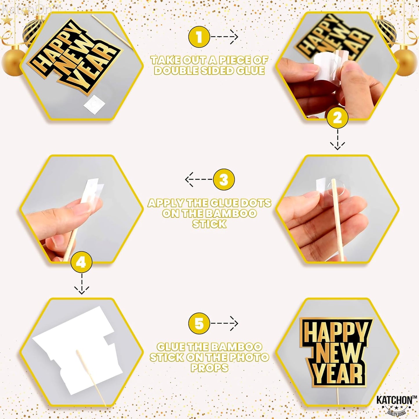 KatchOn New Years Eve Photo Booth Props 2025, Happy New Year Decorations, NYE Party Supplies 2025