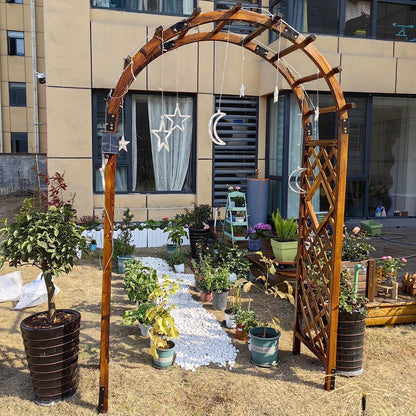 Sturdy Garden Arch Trellis Wooden Rose Arbor Arbour 47" X 82.6" /63" X 93" /81.8" X 102.7" Pergola Archway for Various Climbing Plant Backyard Decoration Weather Resistant (Natural 160x50x237cm)