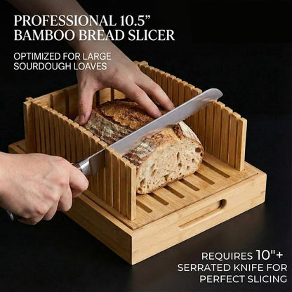 LukieBoee Sourdough Bread Slicer – 10.5″ Adjustable Bread Cutter for Homemade Bread, Precision Cutting Guide with Grooves, Wide Loaf Slicing Tool & Holiday Gift for Bread Lovers