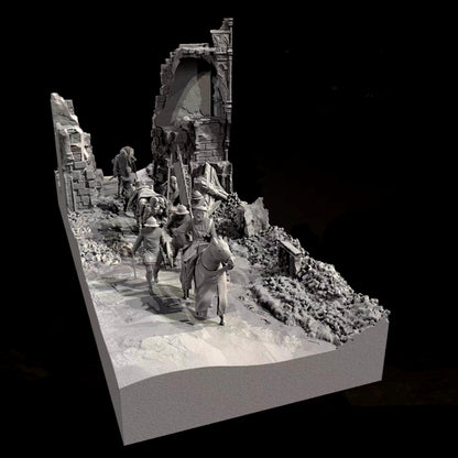 TRUEGRIS 1/35 Medieval Knight Warrior Resin Model Kit Unpainted and Unassembled Resin Soldier Model (with Base) //l7b8J1