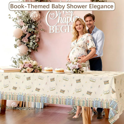Caisehabu 3pcs Book Themed Party Decorations Tablecloths, Plastic Storybook Baby Shower Decorations Tablecloth for Book Club Party Decorations, 54in x 108in