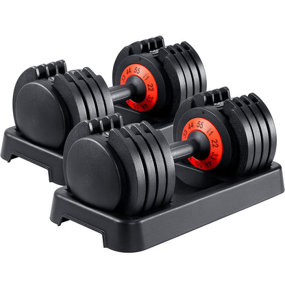 AOTOB 25/55 LBS Adjustable Dumbbell Set, Anti-Slip Fast Adjusting with Turning Handle, Adjustment for Men and Women, Weights Pair for Compact Home Gym Exercise Strength