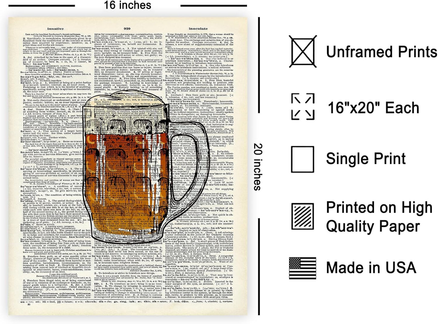 16x20 Poster Master Red Wine Print - Dictionary Poster - Alcohol Art - Bar Cart Wall Design - Gift for Men, Women