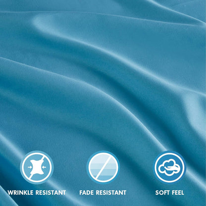 Comfort Spaces King Microfiber Fitted Sheet 14" Deep Pocket, Wrinkle Resistant, Teal Bedding