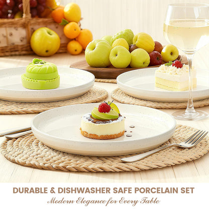 Plates and Bowls Sets, Dinnerware Sets for 4, 12 Pieces Scratch Resistant Dishware Dishes Set, Ceramic Kitchen Dinner Set, Porcelain & Microwave and Dishwasher Safe, Cream White
