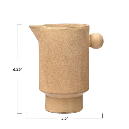 Creative Co-Op Modern Small Stoneware Pitcher or Vase, Putty Brown