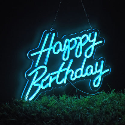 Happy Birthday Neon Sign for Wall Decor, with Dimmable Switch, Reusable Neon Light Sign for All Party Decoration(17X12inches,White)