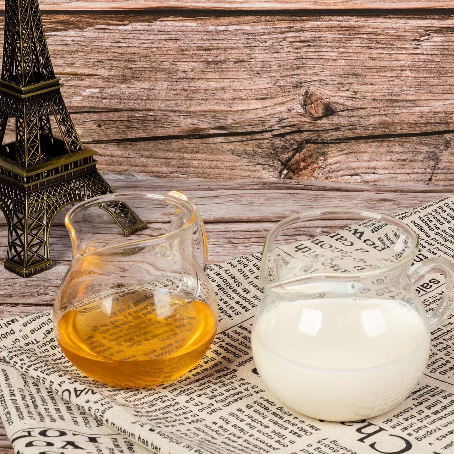 ELITEA Clear Glass Milk Tea Serving Pitcher, Cream Pitcher, 200ml / 7 fl.oz for Tea Coffee