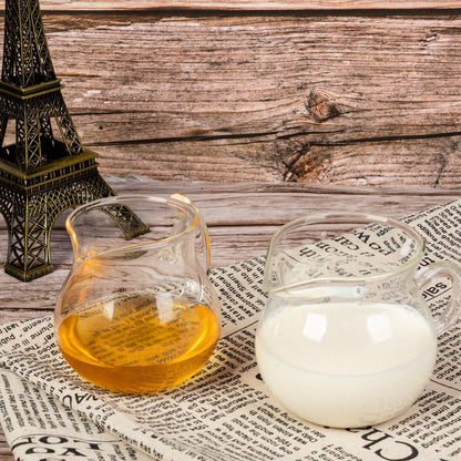 ELITEA Clear Glass Milk Tea Serving Pitcher, Cream Pitcher, 200ml / 7 fl.oz for Tea Coffee