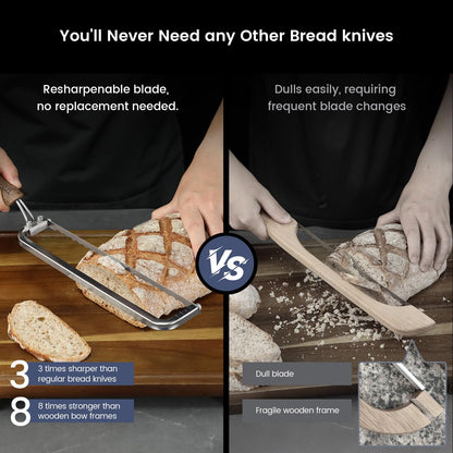 SYOKAMI 2025 Upgrade Bread Knife for Homemade Bread, World's 1st Real Bow-Design Sourdough Bread Slicer, Razor-Sharp Cutter for Crusty Sourdough & Baguette, 4 Thickness Scale Marks, Gift for Mom