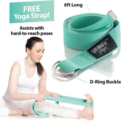URBNFit Yoga Wheel - 12-Inch Roller Designed for Stretching & Flexibility to Help Back Aches & Tension - Made w/Durable Materials & Soft Foam Padding, Yoga Strap Included