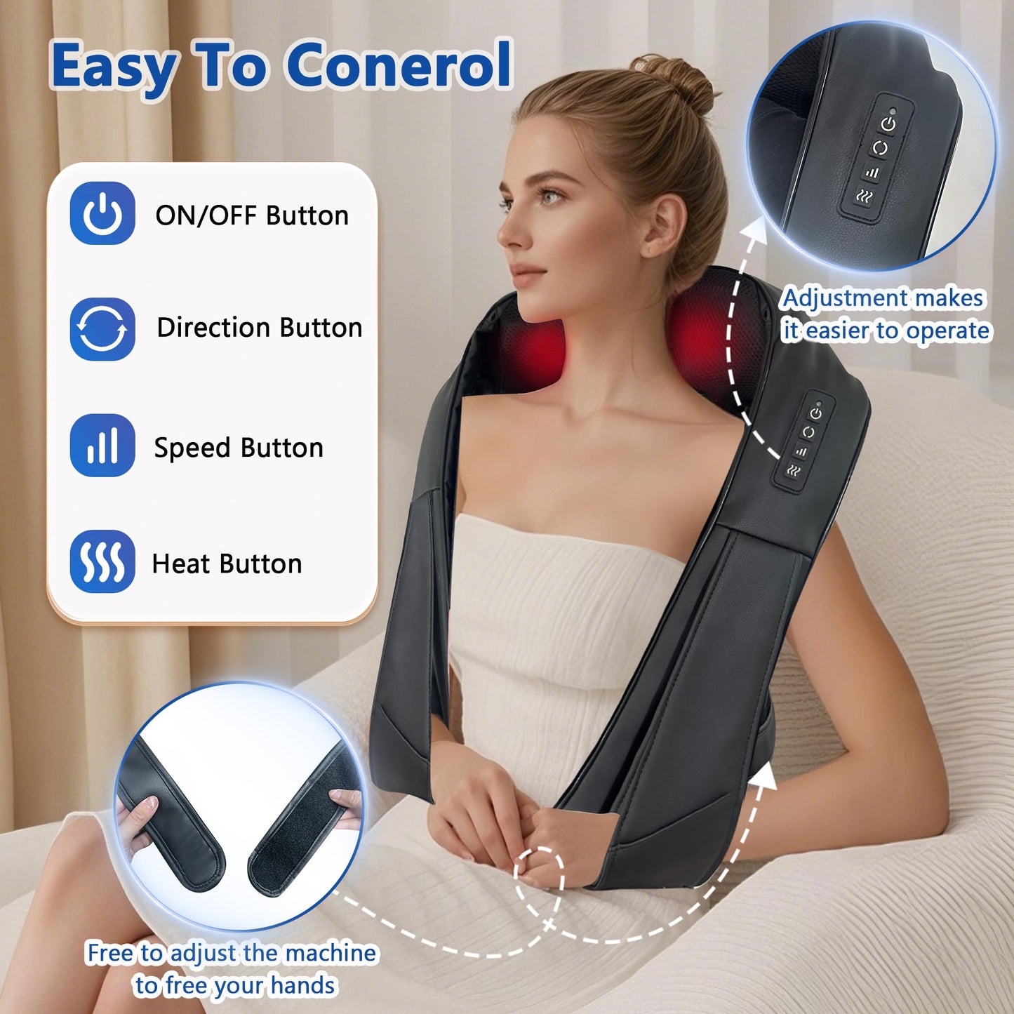 Joyset Shiatsu Neck and Back Massager with Heat,Electric Shoulder Massager for Pain Relief Deep Tissue,3D Kneading Massage with Cloth Cover Easy to Clean Best Gift for Men Women Parents