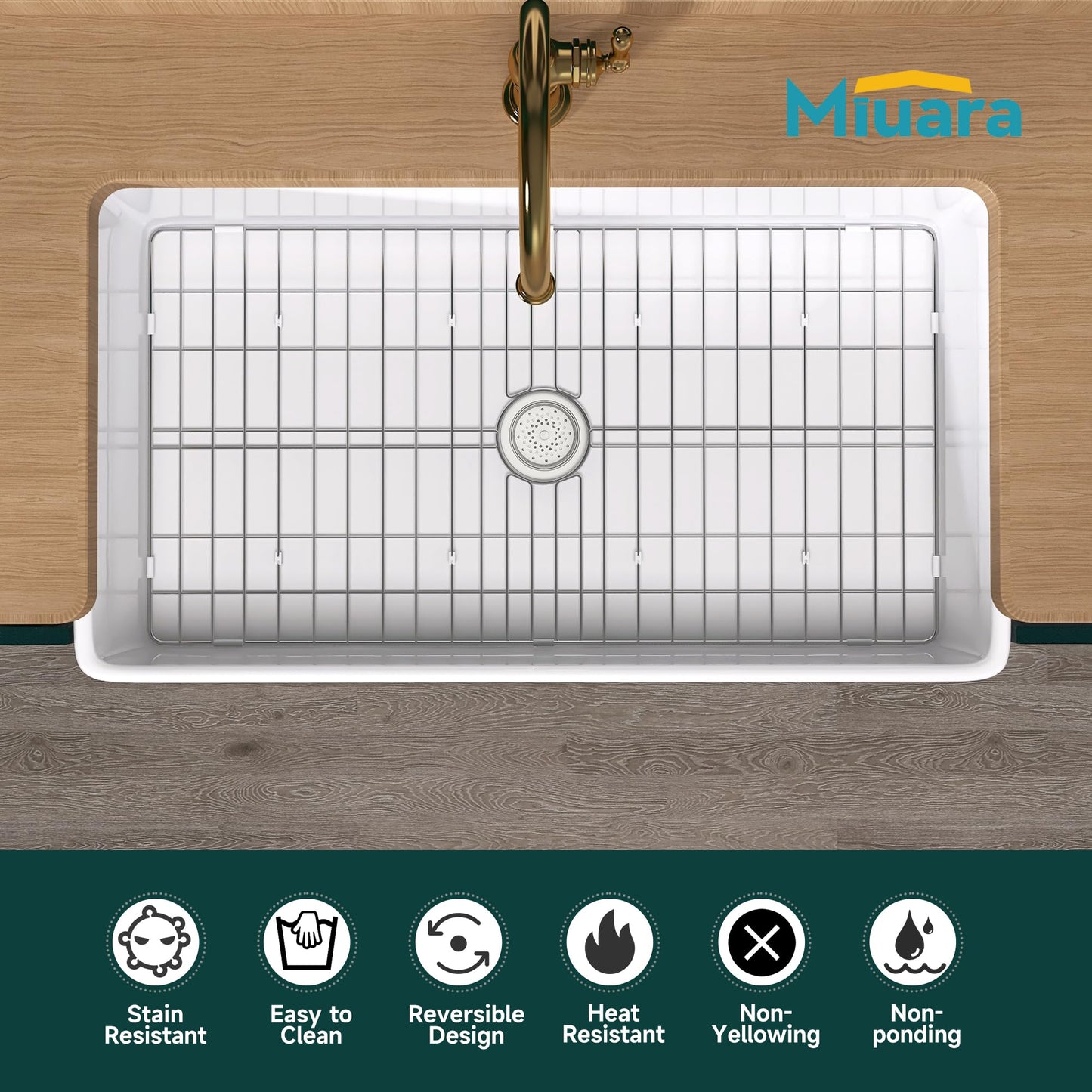 Miuara Farmhouse Sink 36 Inch - Extra Large Apron Front Kitchen Sink Reversible 36"x20"x10", Undermount, Farm House Style Deep Single Bowl, Heavy Duty Solid Fireclay, Glossy White, for Kitchen