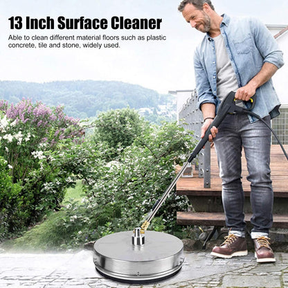 TRELVEX 13 Inch Stainless Steel Pressure Washer Surface Cleaner 4000 PSI with ExBar for Driveways and Sidewalks Pressure Washer Attachment