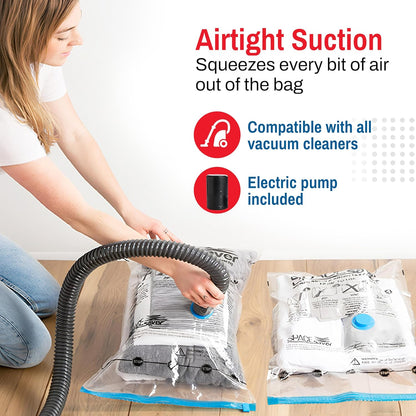 5 Pack Small Vacuum Storage Bags for Comforters, Blankets & Clothes, Vacuum Sealed Compression Bags