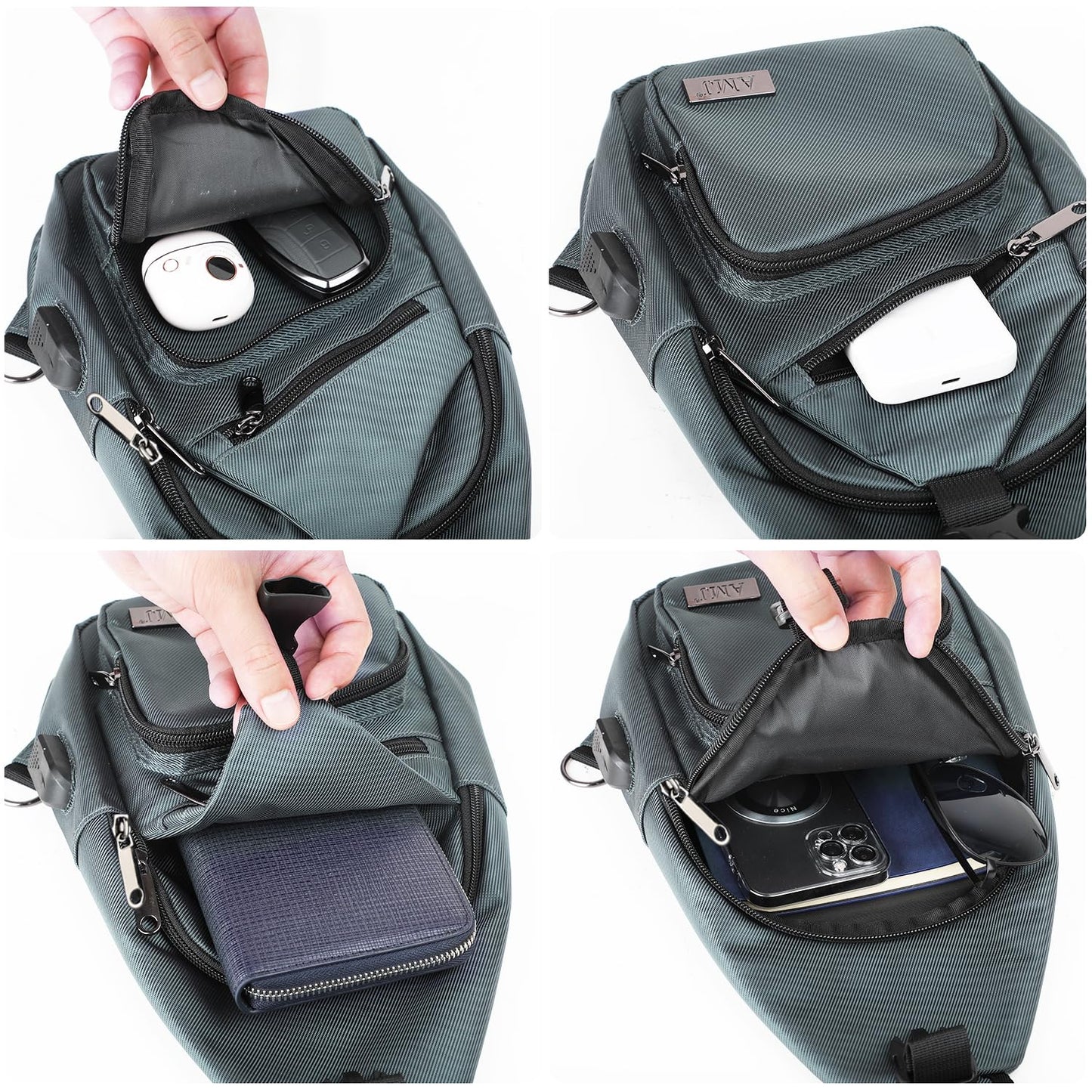 AMJ Crossbody Sling Bag Men Women, Casual Shoulder Backpack, Chest Daypack Satchel for Hiking Travel