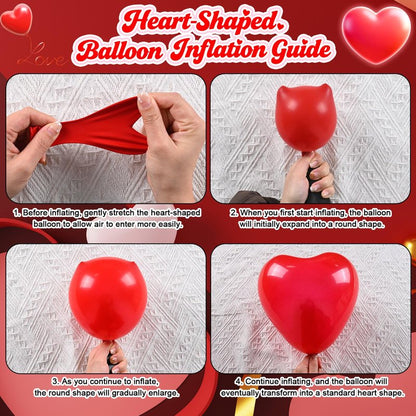 Valentines Day Balloons 60 Pack Red White Heart Shaped Balloons Set Romantic Heart Print Latex Balloon for Sweet Galentines Proposal Engagement Wedding Bridal Shower Mothers Day Party Decorations